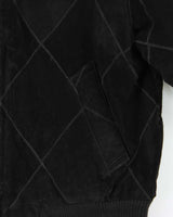 Vintage 1990s Diamond Stitch Suede Oversized Bomber Jacket - M