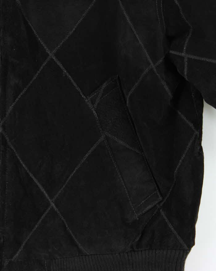 Vintage 1990s Diamond Stitch Suede Oversized Bomber Jacket - M