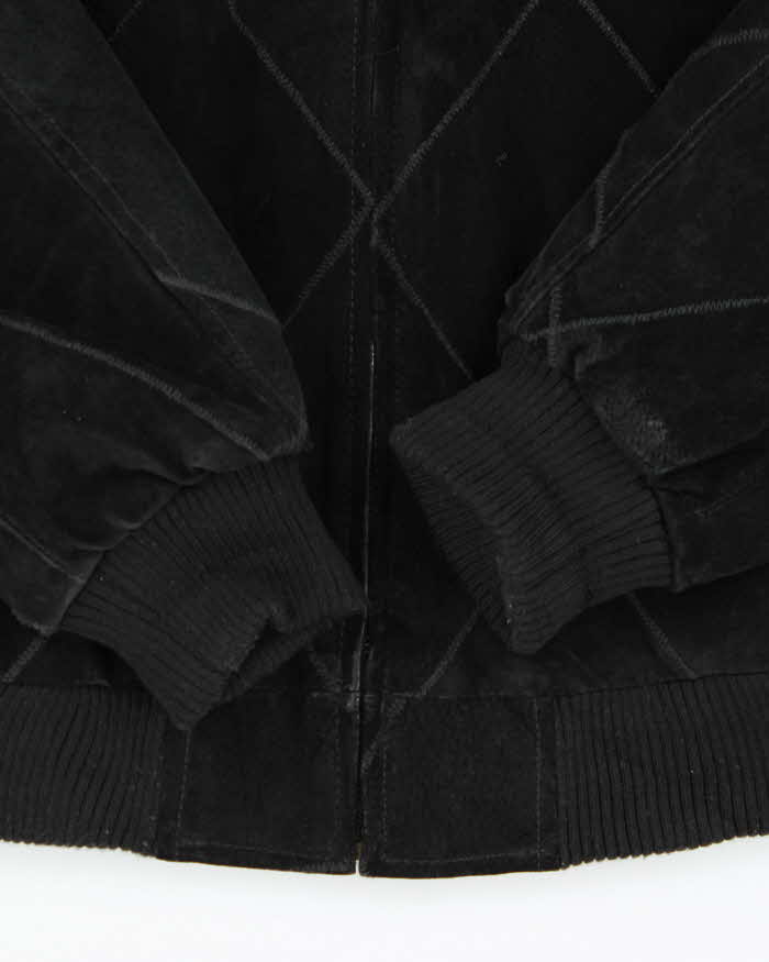 Vintage 1990s Diamond Stitch Suede Oversized Bomber Jacket - M