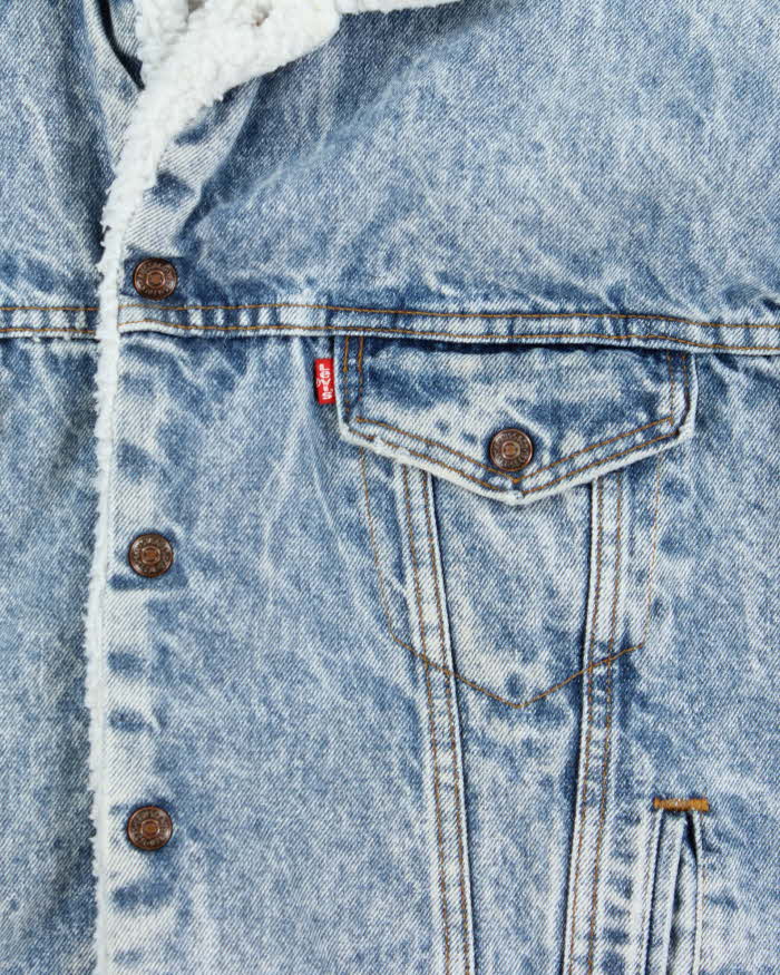 Vintage 1980s Levi's Sherpa Lined Acid Wash Denim Jacket - L