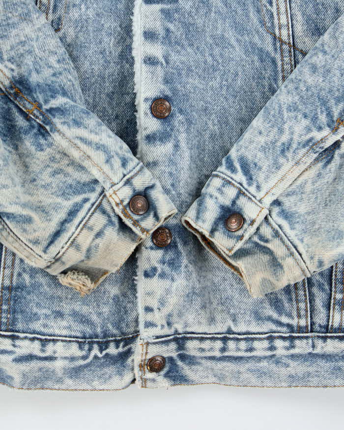 Vintage 1980s Levi's Sherpa Lined Acid Wash Denim Jacket - L