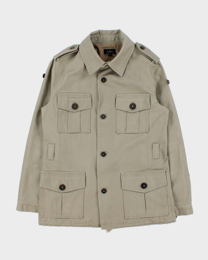 Vintage 1990s A.P.C Military Coverall Cotton Field Jacket - S