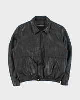 Vintage 1980s Sears Quilt Lined Leather Bomber Jacket - M