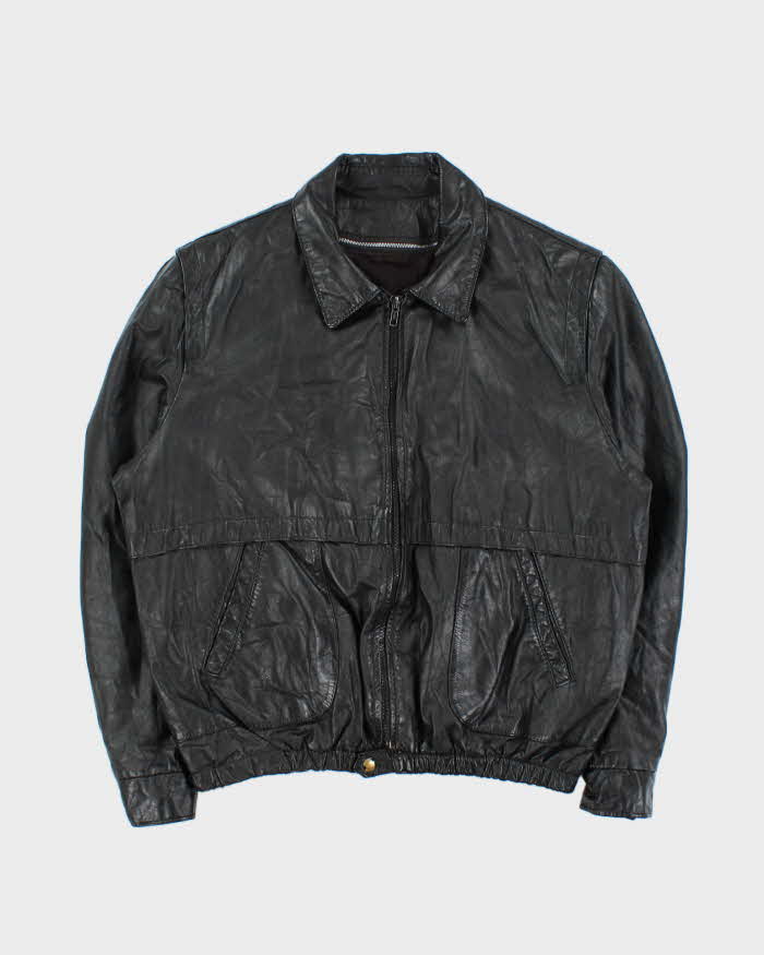 Vintage 1980s Sears Quilt Lined Leather Bomber Jacket - M