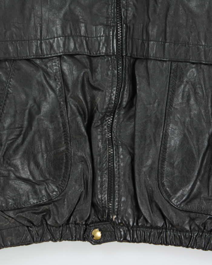 Vintage 1980s Sears Quilt Lined Leather Bomber Jacket - M