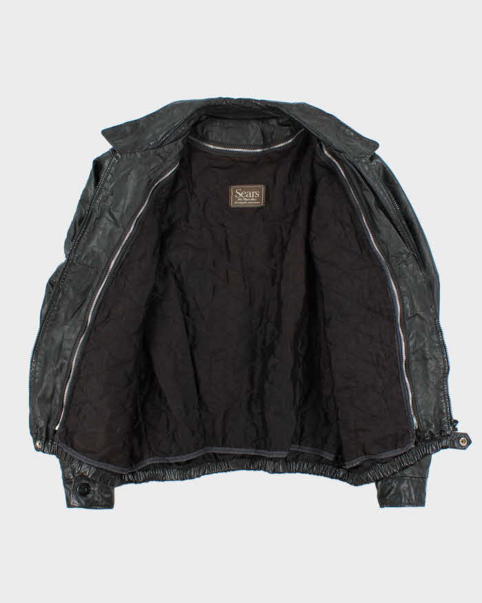 Vintage 1980s Sears Quilt Lined Leather Bomber Jacket - M