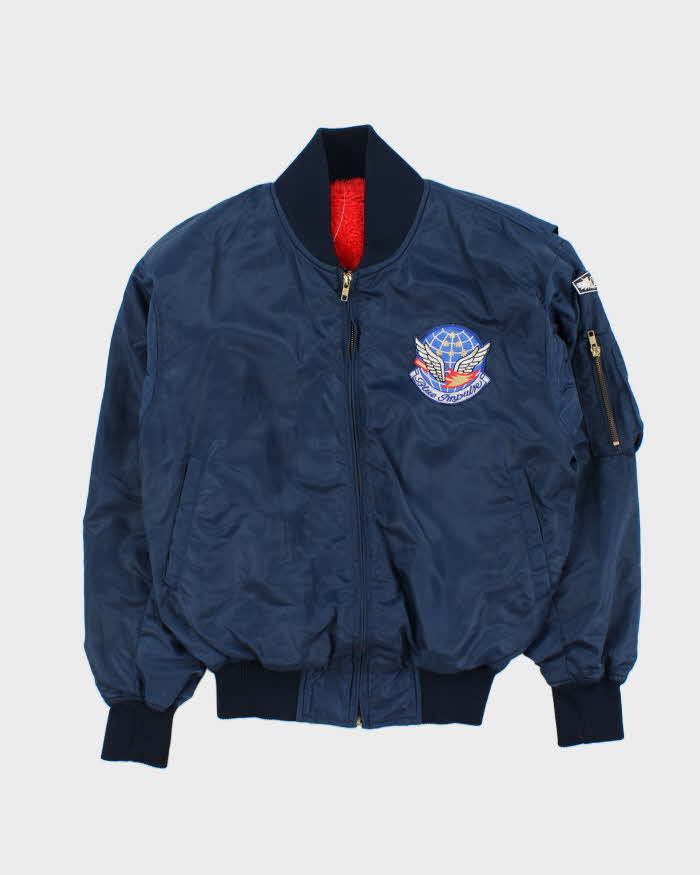 Vintage 1980s JASDF Sherpa Lined MA-1 Satin Flight Bomber Jacket - M