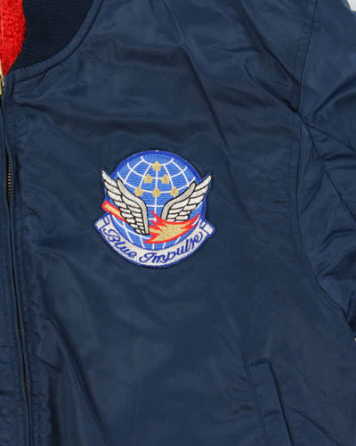 Vintage 1980s JASDF Sherpa Lined MA-1 Satin Flight Bomber Jacket - M
