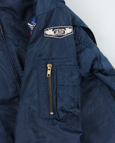 Vintage 1980s JASDF Sherpa Lined MA-1 Satin Flight Bomber Jacket - M