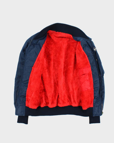 Vintage 1980s JASDF Sherpa Lined MA-1 Satin Flight Bomber Jacket - M