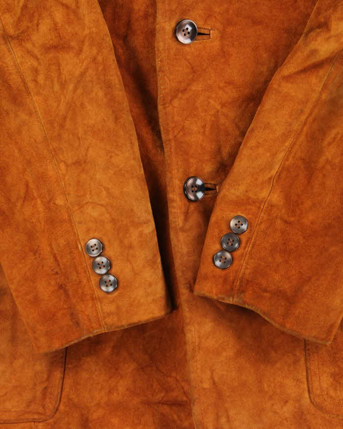 Vintage 1970s Brown Heavyweight Western Suede Jacket - S