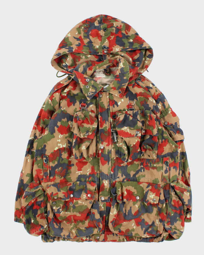 Vintage 1980s Tass 83 Swiss Army Alpenflauge Heavyweight Hooded Military Jacket - XXXL