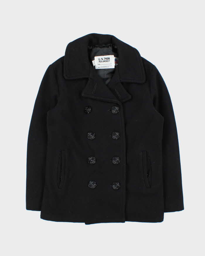 Vintage 1990s Schott U.S.740N Wool Double Breasted Pea Coat - S
