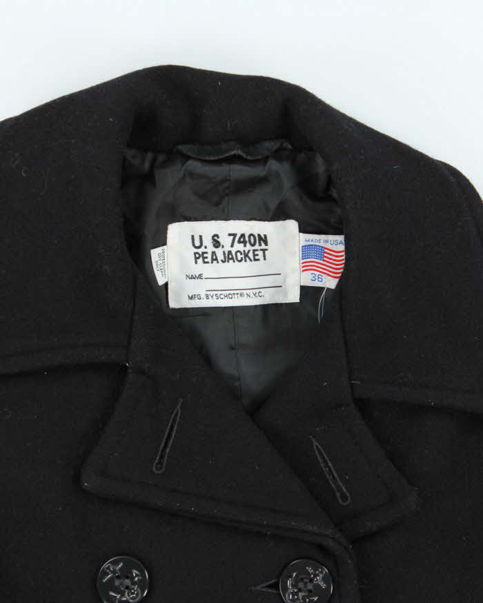 Vintage 1990s Schott U.S.740N Wool Double Breasted Pea Coat - S