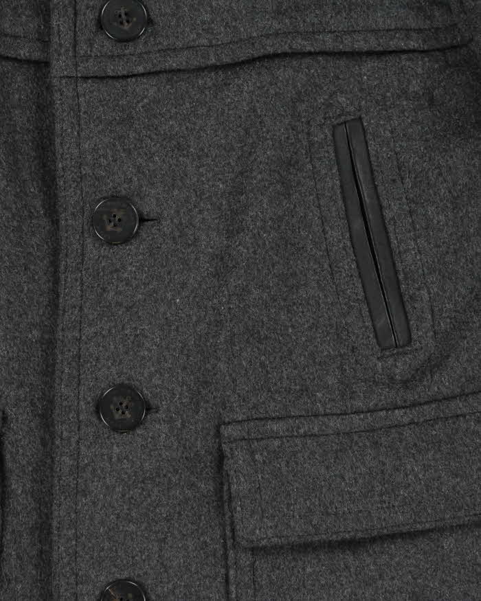 Vintage 00s Burberry Brit Wool Nova Check Lined Naval Pea Coat - L