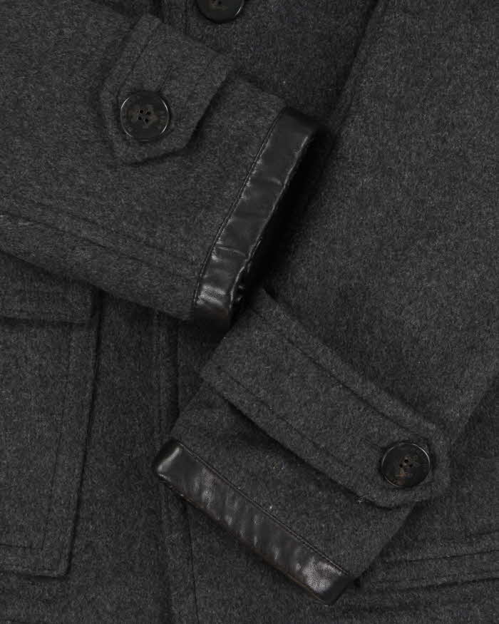 Vintage 00s Burberry Brit Wool Nova Check Lined Naval Pea Coat - L