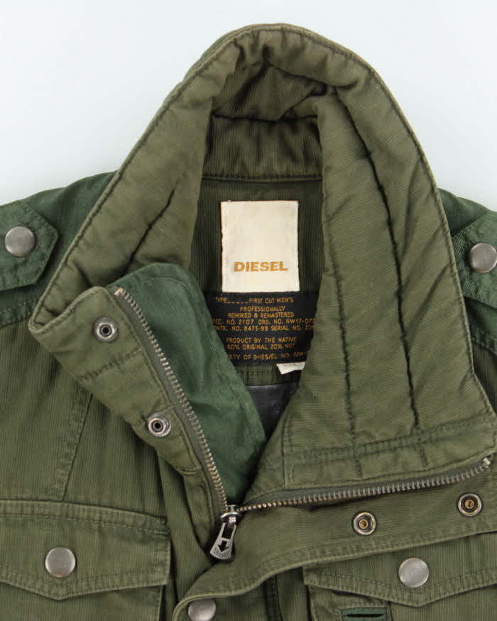Vintage Y2K 00s Diesel Khaki Padded Heavyweight Hunting Field Jacket - S