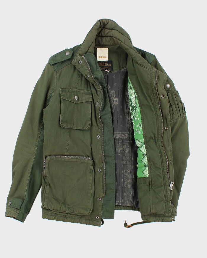 Vintage Y2K 00s Diesel Khaki Padded Heavyweight Hunting Field Jacket - S