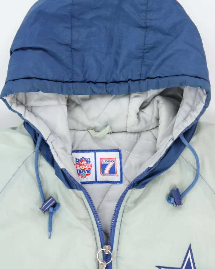 Vintage 1990s Logo 7 Dallas Cowboys Quilted Oversized Hooded Puffer Jacket - XL