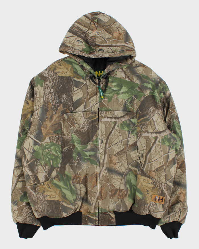 Vintage 00s Natural Habitat Realtree Camouflage Quilt Lined Oversized Hooded Jacket - L