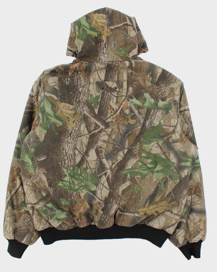 Vintage 00s Natural Habitat Realtree Camouflage Quilt Lined Oversized Hooded Jacket - L