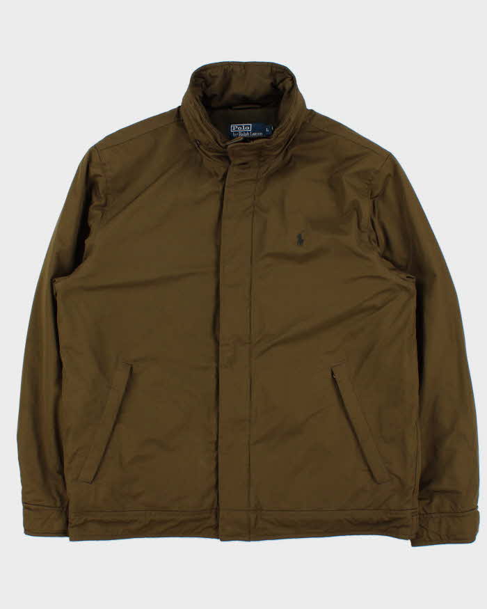 Vintage 00s Polo Ralph Lauren Khaki Fleece Lined Harrington Jacket - L