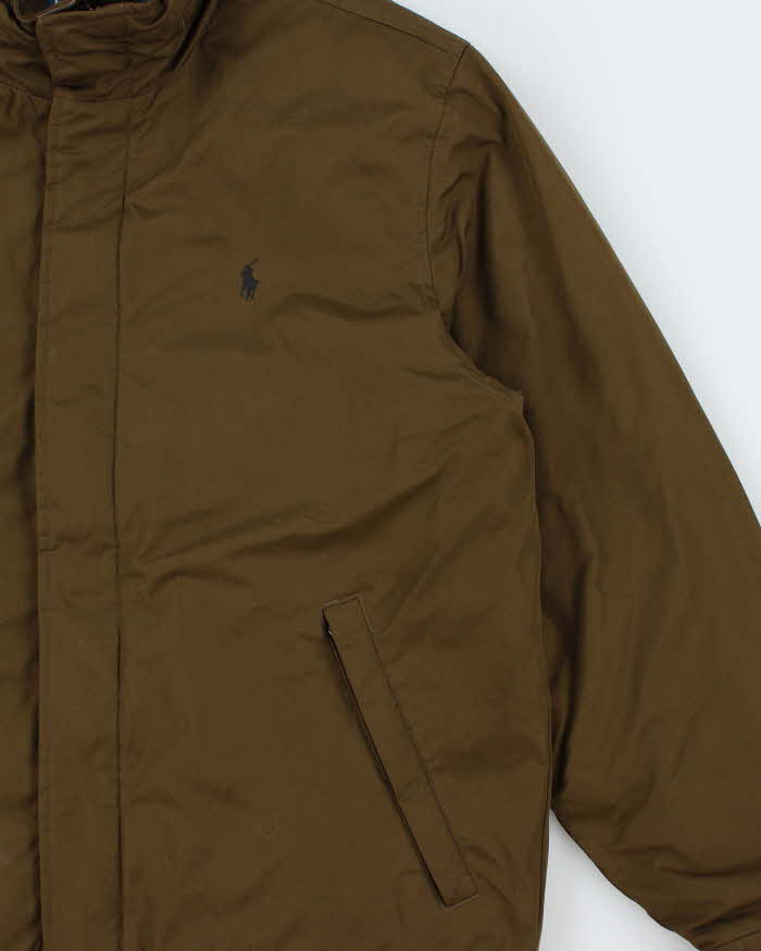 Vintage 00s Polo Ralph Lauren Khaki Fleece Lined Harrington Jacket - L