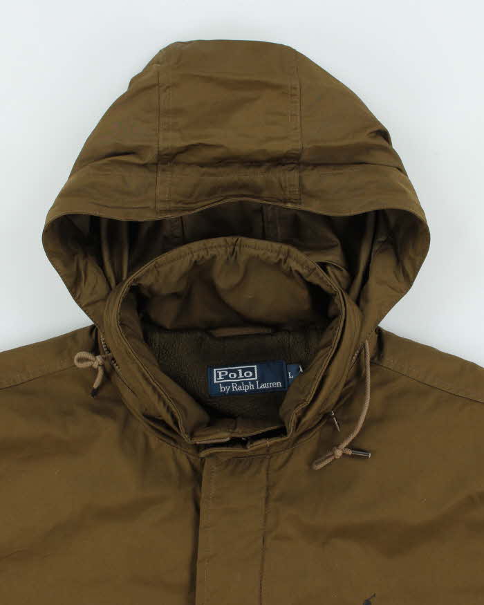 Vintage 00s Polo Ralph Lauren Khaki Fleece Lined Harrington Jacket - L