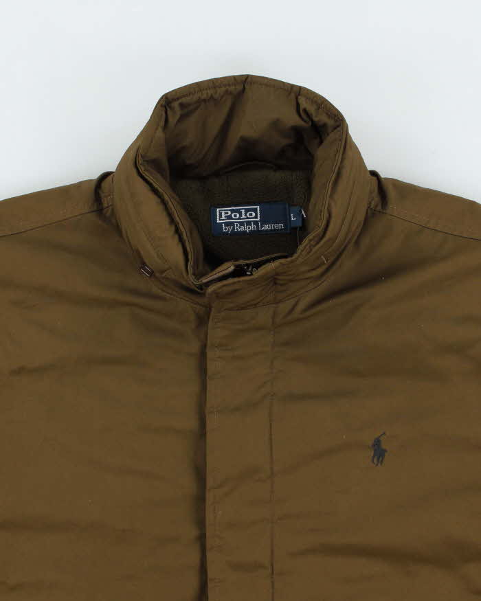 Vintage 00s Polo Ralph Lauren Khaki Fleece Lined Harrington Jacket - L