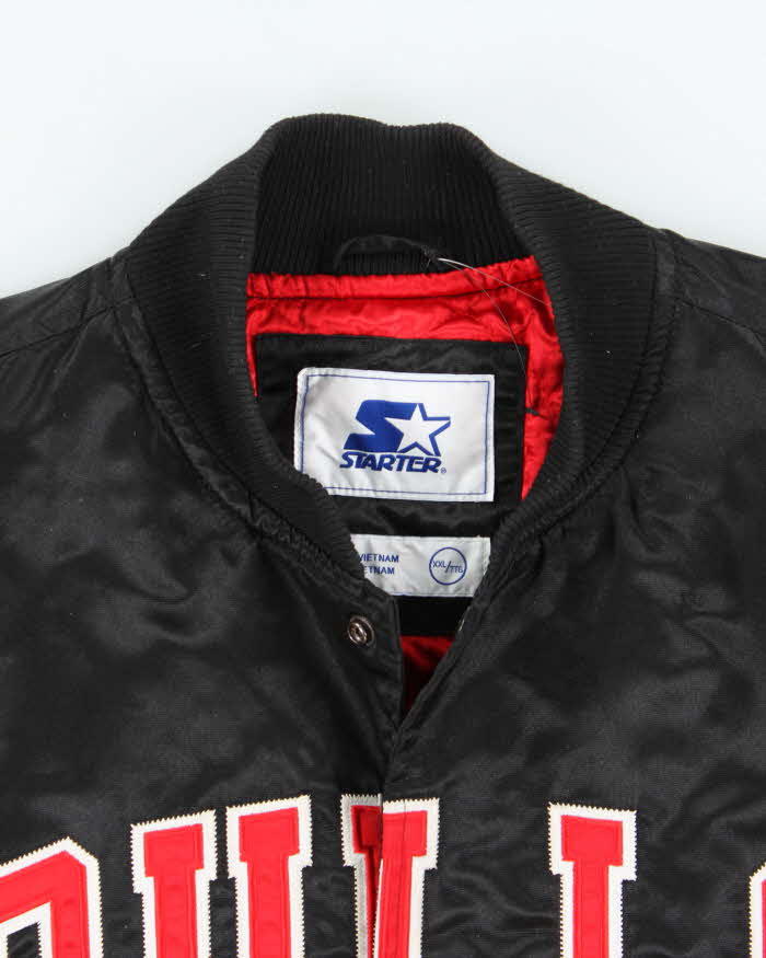 Vintage Starter Chicago Bulls Quilt Lined Satin Varsity Bomber Jacket - XXL