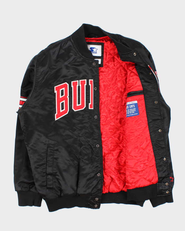 Vintage Starter Chicago Bulls Quilt Lined Satin Varsity Bomber Jacket - XXL