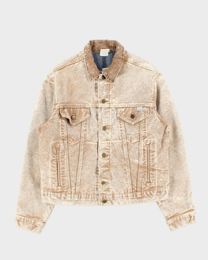 Vintage 1980s Carhartt Union Made Blanket Lined Acid Wash Trucker Jacket - S