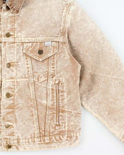 Vintage 1980s Carhartt Union Made Blanket Lined Acid Wash Trucker Jacket - S