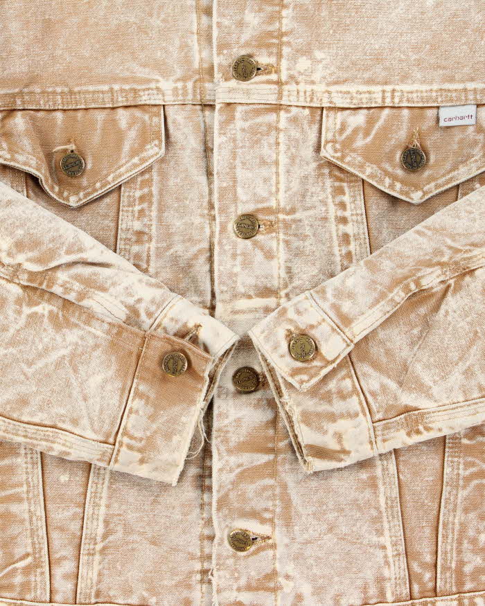 Vintage 1980s Carhartt Union Made Blanket Lined Acid Wash Trucker Jacket - S