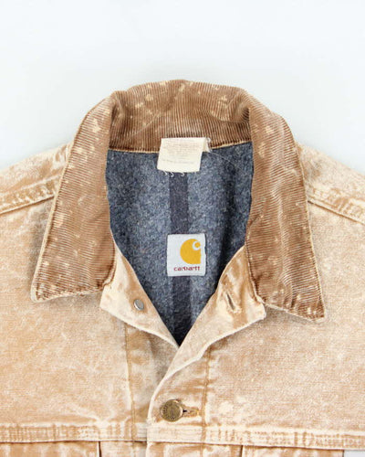 Vintage 1980s Carhartt Union Made Blanket Lined Acid Wash Trucker Jacket - S