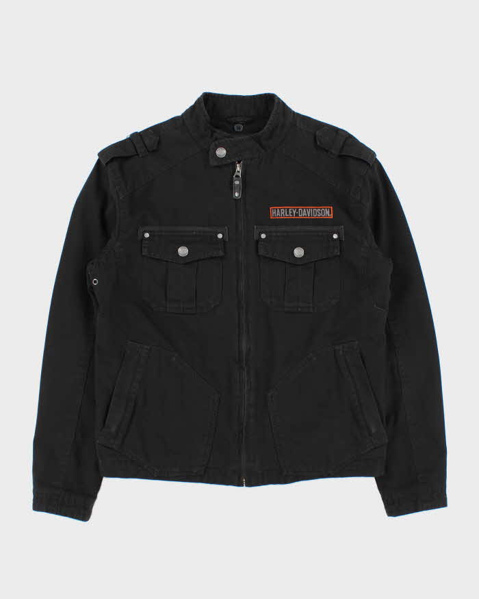 Vintage Y2K Harley Davidson Embroidered Cafe Racer Moto Jacket - S