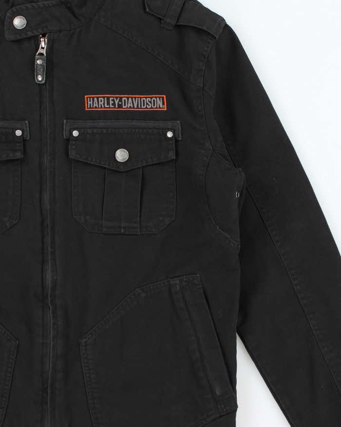 Vintage Y2K Harley Davidson Embroidered Cafe Racer Moto Jacket - S