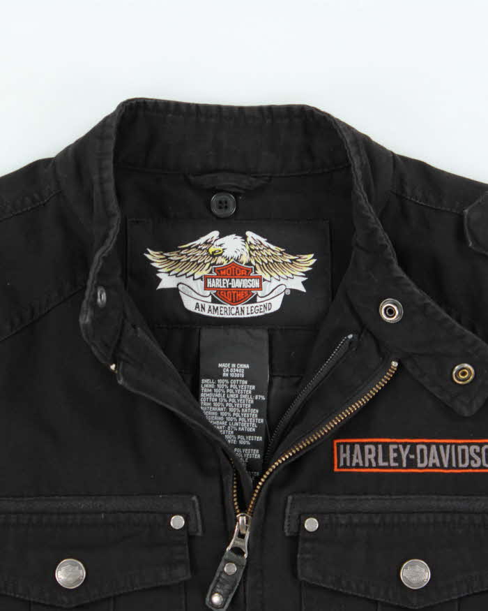 Vintage Y2K Harley Davidson Embroidered Cafe Racer Moto Jacket - S