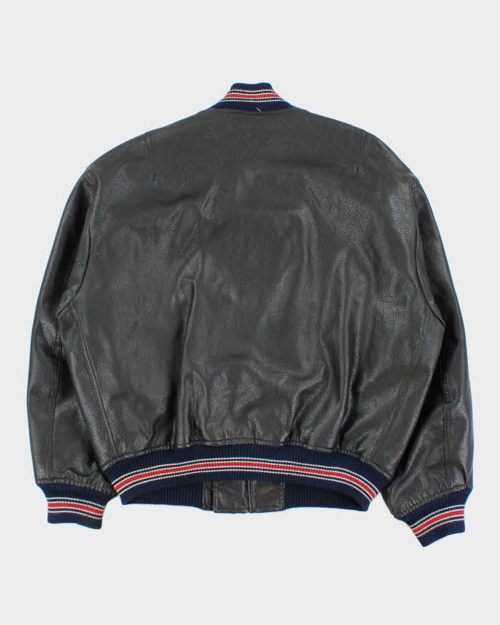 Vintage 00s Edwin Oversized Grain Leather Bomber Jacket - M