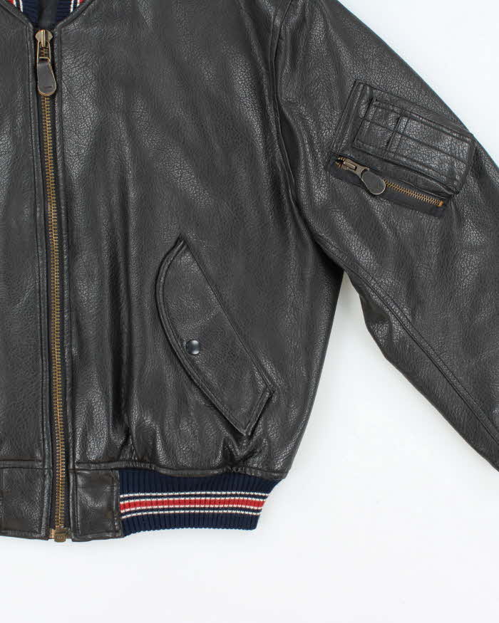 Vintage 00s Edwin Oversized Grain Leather Bomber Jacket - M