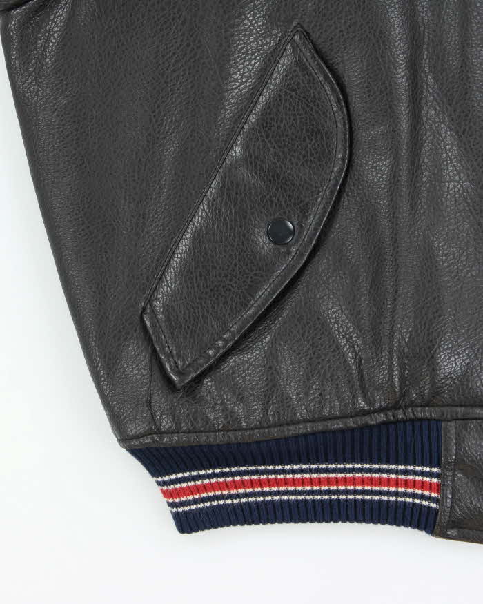 Vintage 00s Edwin Oversized Grain Leather Bomber Jacket - M