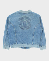 Vintage 1990s Made In USA Motorcycle Denim Bomber Jacket - XXL