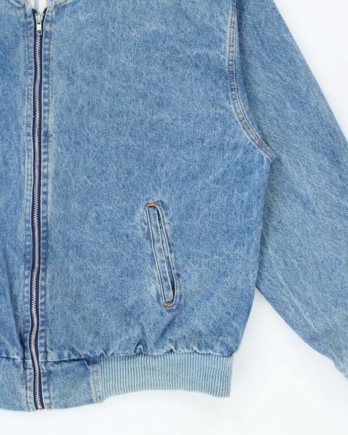 Vintage 1990s Made In USA Motorcycle Denim Bomber Jacket - XXL