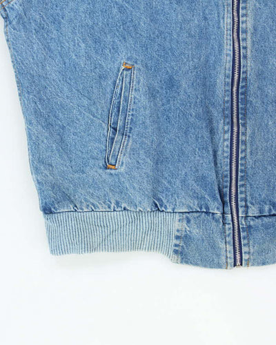 Vintage 1990s Made In USA Motorcycle Denim Bomber Jacket - XXL