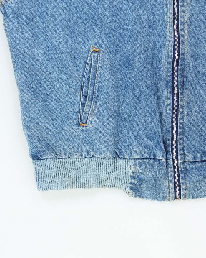 Vintage 1990s Made In USA Motorcycle Denim Bomber Jacket - XXL