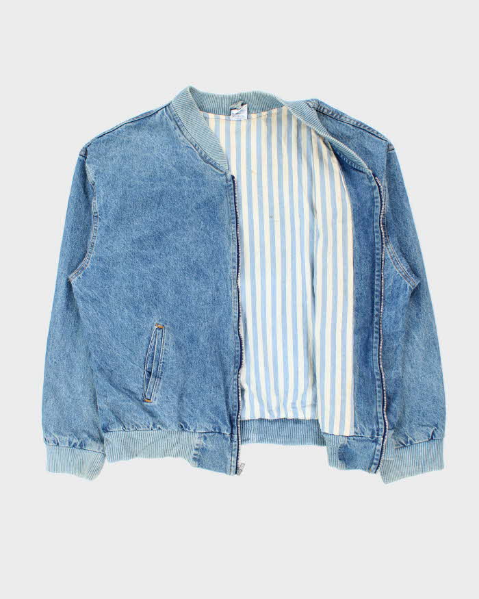 Vintage 1990s Made In USA Motorcycle Denim Bomber Jacket - XXL