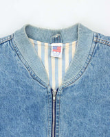 Vintage 1990s Made In USA Motorcycle Denim Bomber Jacket - XXL