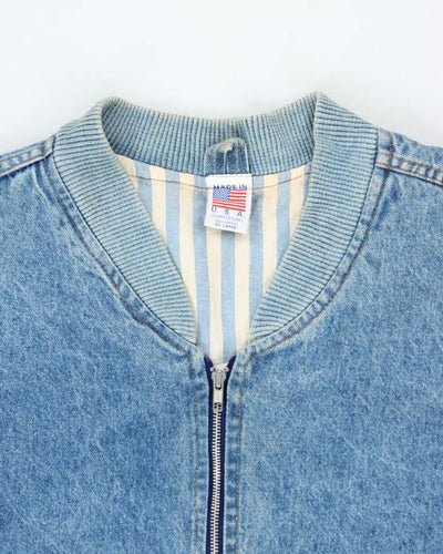 Vintage 1990s Made In USA Motorcycle Denim Bomber Jacket - XXL