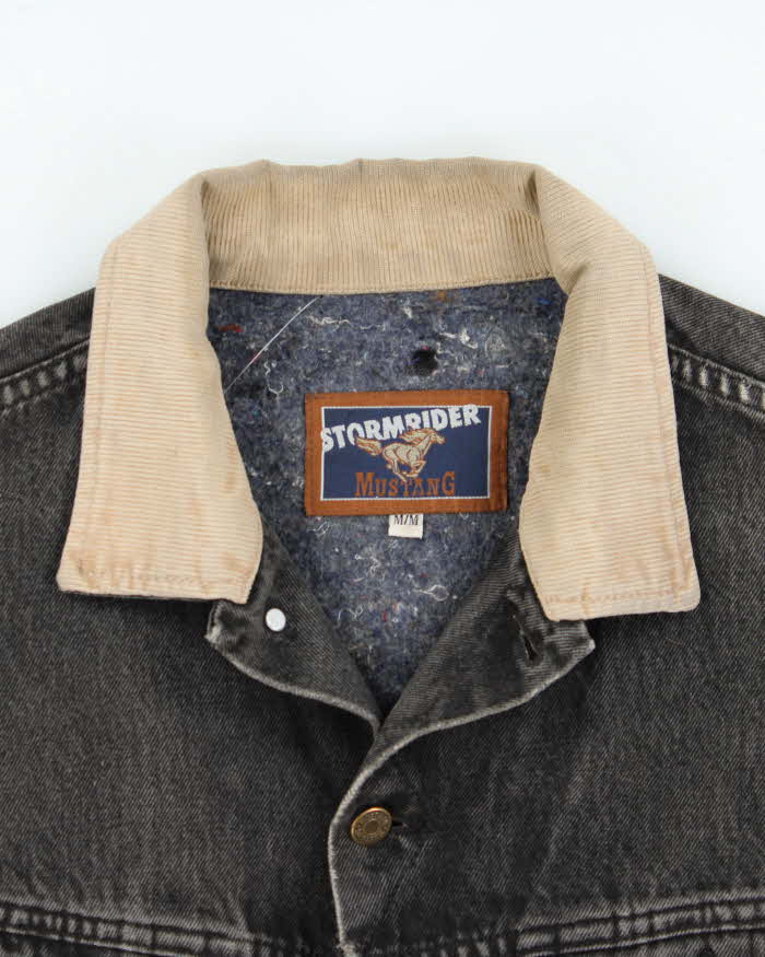 Vintage 1990s Lee Storm Rider Mustang Blanket Lined Distressed Denim Jacket - M