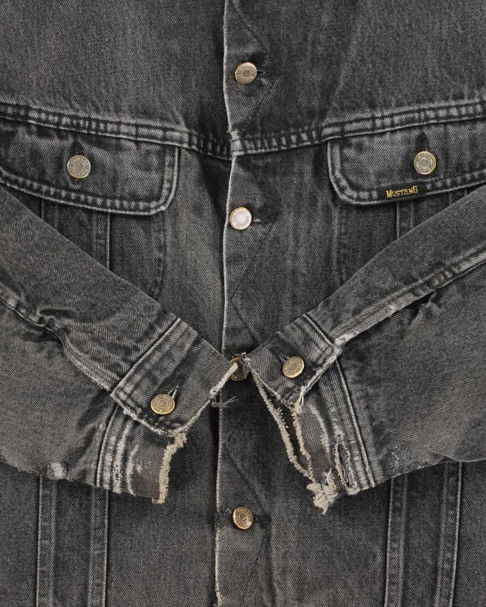Vintage 1990s Lee Storm Rider Mustang Blanket Lined Distressed Denim Jacket - M
